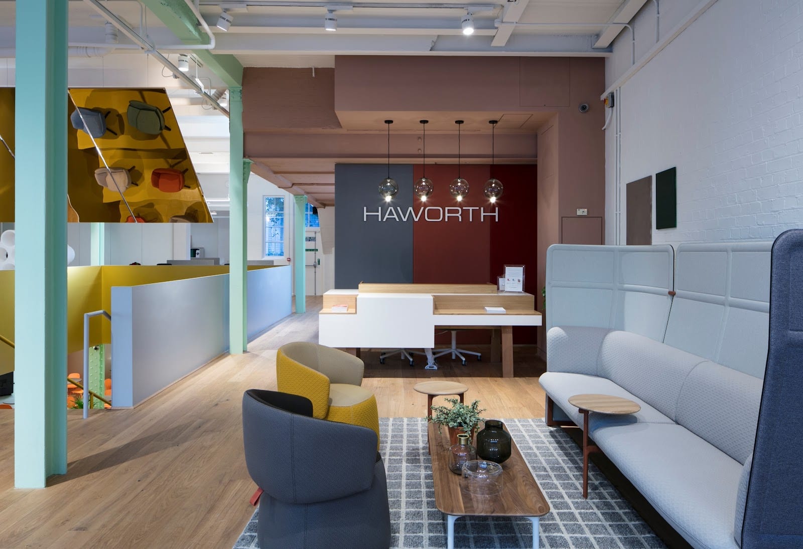 Hogarth Worldwide Clerkenwell industrial chic office and bleacher seating